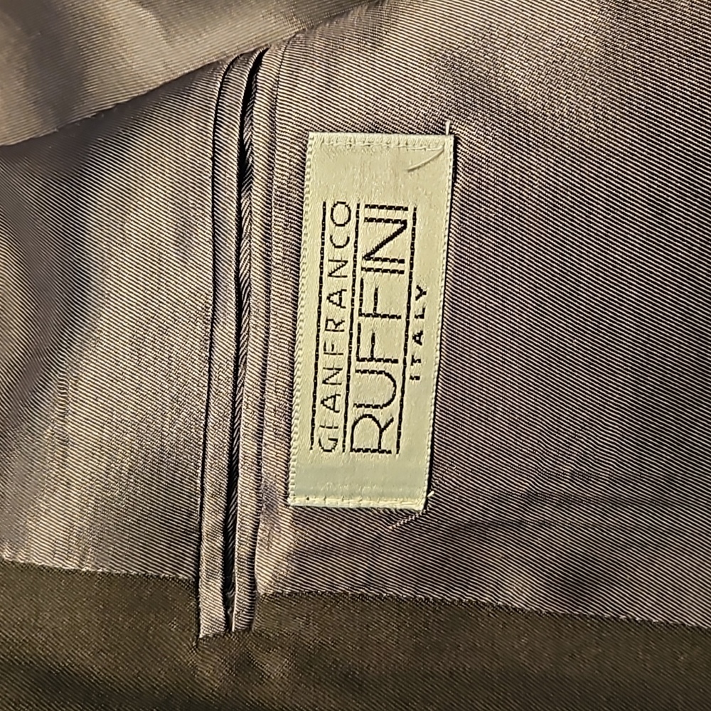 Gianfranco Ruffini Italy 100% Wool Double Breasted Olive Suit 43R / 35.5X31.25 - Picture 4 of 14